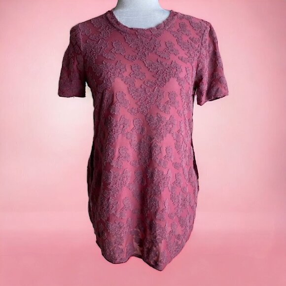 Wilfred Aritzia Tarascon Appliqued Floral Semi Sheer Fabric Blouse Women's Sz XS - Picture 1 of 10